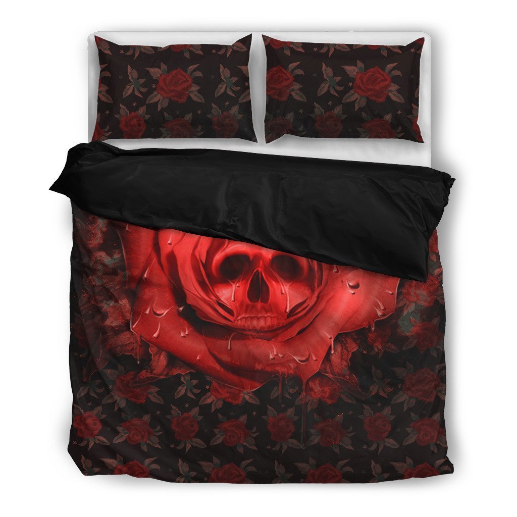 Rose Skull.-6teenth World™-Bedding Set-Twin-Vibe Cosy™