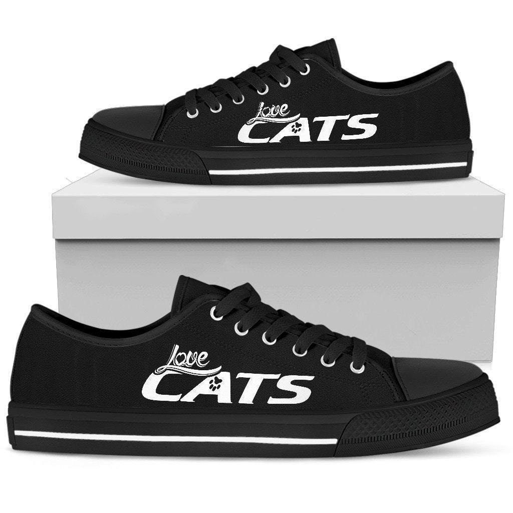 Love Cats Black Women's Low Top Shoe-6teenth World™-Women's Low Top Shoe-US5.5 (EU36)-Vibe Cosy™