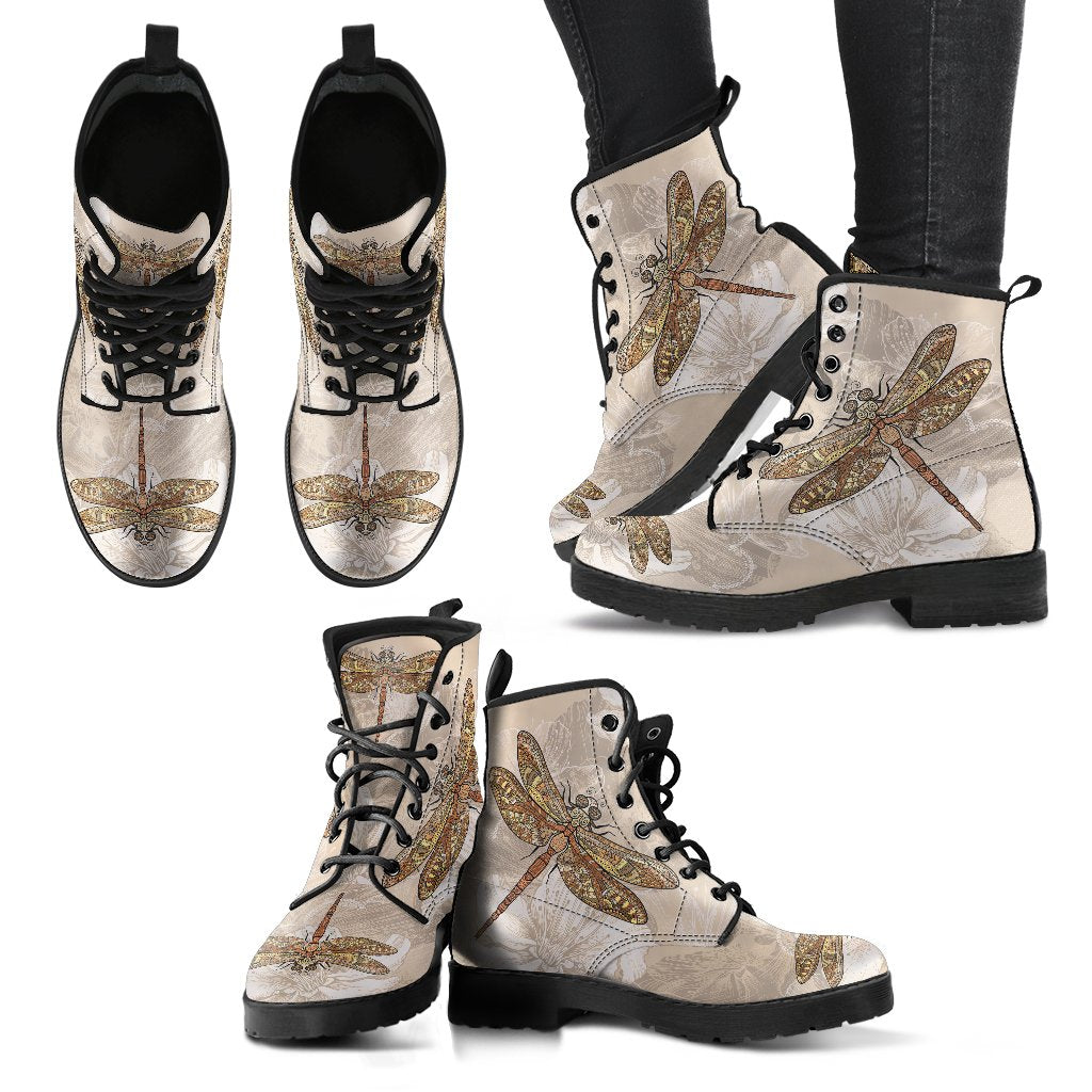 Beige Dragonfly-Amaze Style™-Women's Leather Boots - Beige Dragonfly-US5 (EU35)-Vibe Cosy™