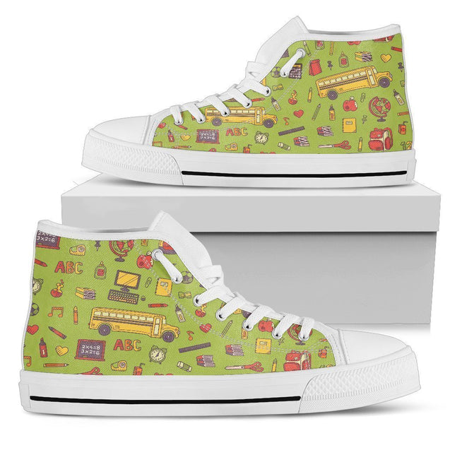 Back 2 School Green HIGH TOP-6teenth World™-Women's High Top Shoe-US5.5 (EU36)-Vibe Cosy™
