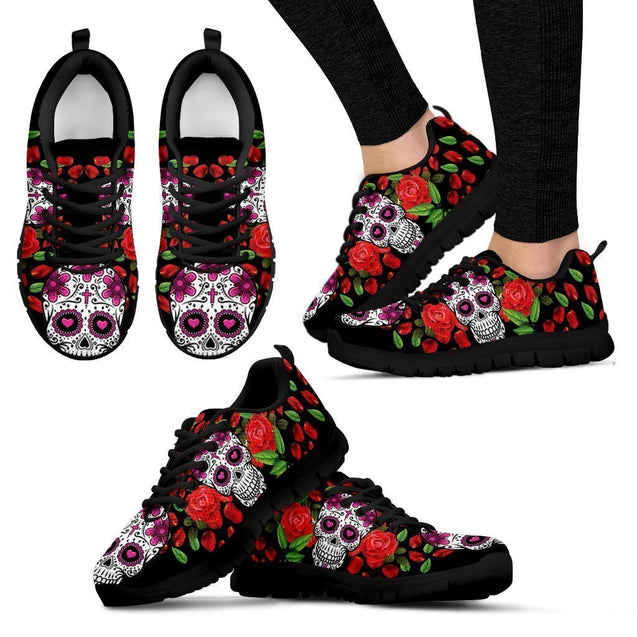 Red Roses Skull Women's Sneakers-6teenth World™-Women's Sneakers-US5 (EU35)-Vibe Cosy™