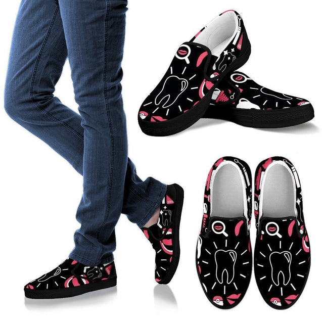 Dental Hygienist Style 3 Men's Slip Ons (Black)-6teenth World™-Kid's Sneakers-US8 (EU40)-Vibe Cosy™