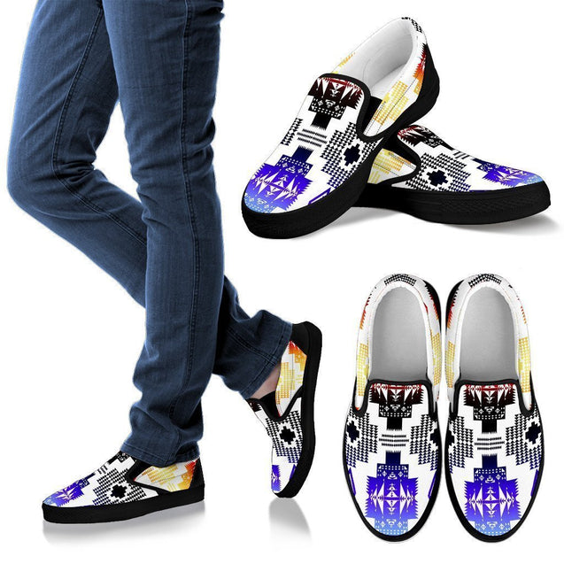 Seven Tribes Horizon White Men's Slip Ons-6teenth World™-Kid's Sneakers-US8 (EU40)-Vibe Cosy™