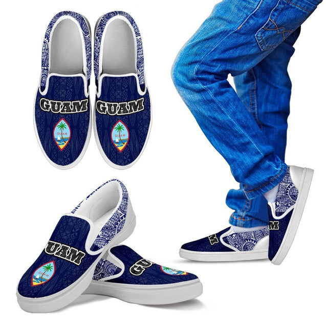 Guam Slip On - Polynesian Design - BN09-SLIP ONS-polynesianprint-Kid-11 CHILD (EU28)-White-Vibe Cosy™