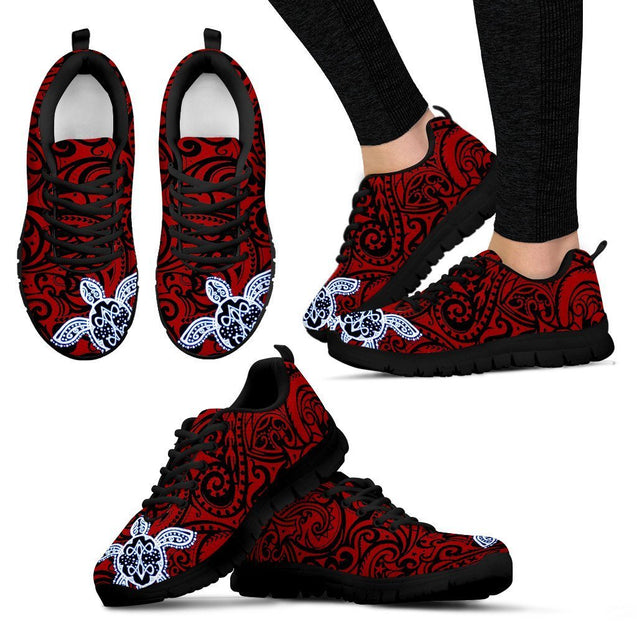 Turtle Poly Tribal Sneakers - AH-SNEAKERS-Alohawaii-Women's Sneakers-US5 (EU35)-Black-Vibe Cosy™