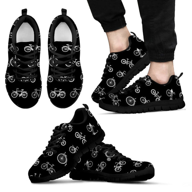 Bike Pattern Design Men's Sneakers - Bleck-6teenth World™-Men's Sneakers-US5 (EU38)-Vibe Cosy™