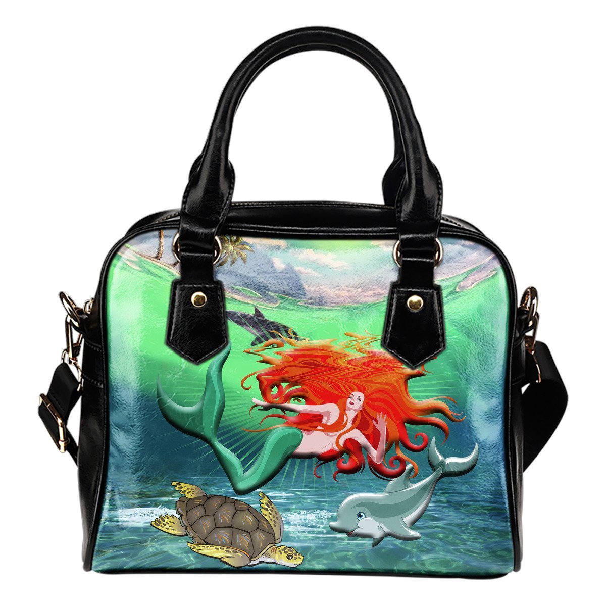 Turtle Shoulder Handbag 01 - AH-SHOULDER HANDBAGS-Alohawaii-Shoulder Handbag-Black-PU leather-Vibe Cosy™