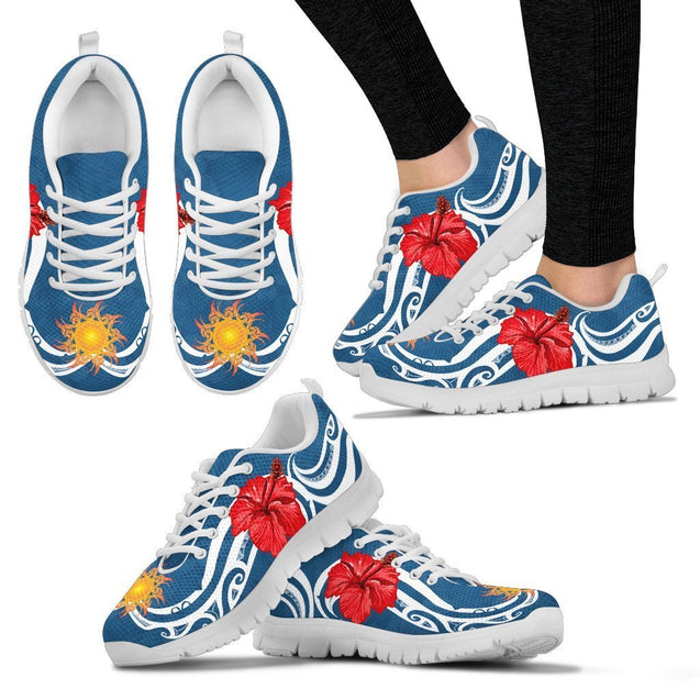 Hibiscus And Sun Sneakers - AH-SNEAKERS-Alohawaii-Women's Sneakers-US5 (EU35)-White-Vibe Cosy™
