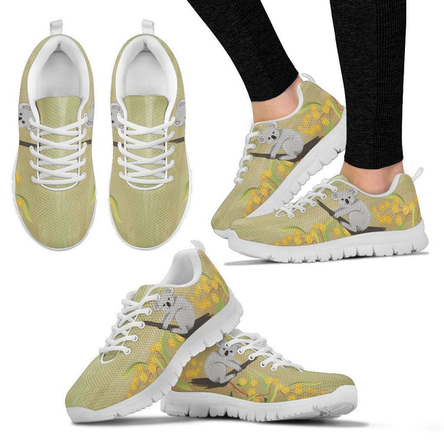 Australia shoes- Australian koala with mimosa men's/women's sneakers NN8-SNEAKERS-HP Arts-Women's Sneakers - White - Australia shoes- Australian koala with mimosa women's sneakers white NN8-US5 (EU35)-Vibe Cosy™