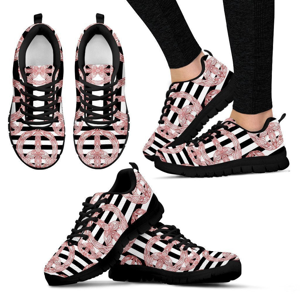 Peace Black and White Women's Sneakers-6teenth World™-Women's Sneakers-US5 (EU35)-Vibe Cosy™