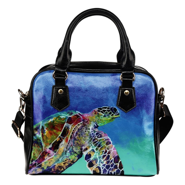 Turtle Shoulder Handbag 08 - AH - A0-SHOULDER HANDBAGS-Alohawaii-Shoulder Handbag-Black-PU leather-Vibe Cosy™