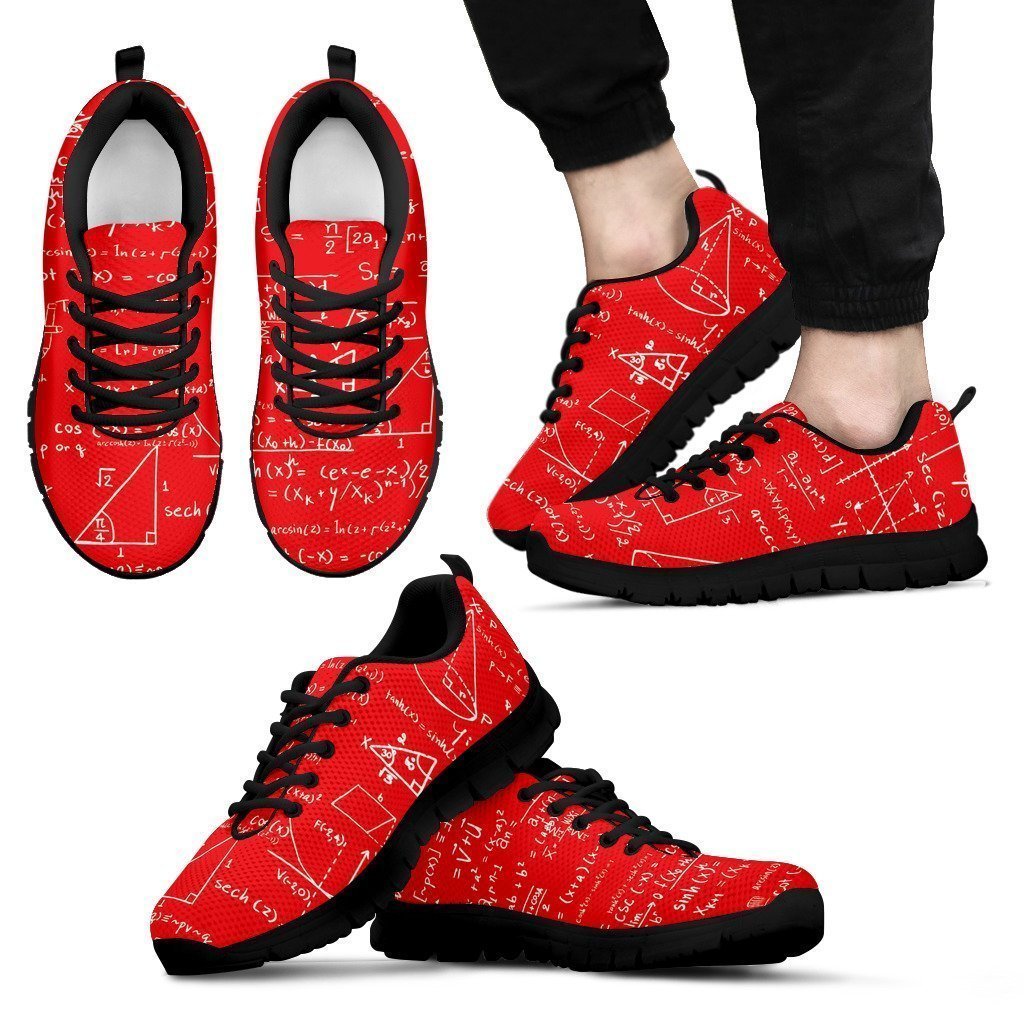 Math Red Men`s Sneakers-6teenth World™-Men's Sneakers-US5 (EU38)-Vibe Cosy™