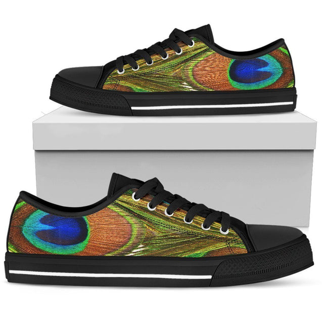 Peacock Print Shoes | Women's Low Top Shoe-6teenth World™-Women's Low Top Shoe-US5.5 (EU36)-Vibe Cosy™