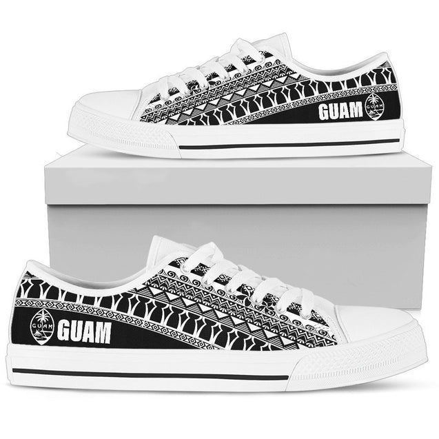 Guam Low Top Shoes - Latte Stone Black White - BN09-LOW TOP CANVAS SHOES-Polynesian Print-Men-US5 (EU38)-White-Vibe Cosy™