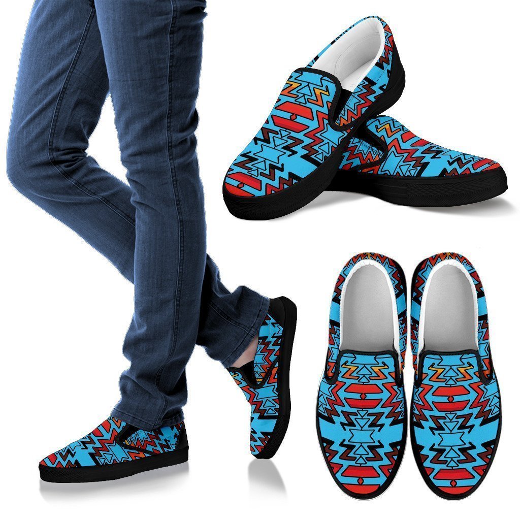 Turquoise Fire and Turquoises Men's Sopo Slip ons-6teenth World™-Kid's Sneakers-US8 (EU40)-Vibe Cosy™