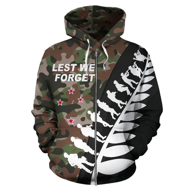 New Zealand Anzac Hoodie, Lest We Forget Remembrance Day Pullover Hoodie HC18801-Apparel-Huyencass-Zipped Hoodie-S-Vibe Cosy™