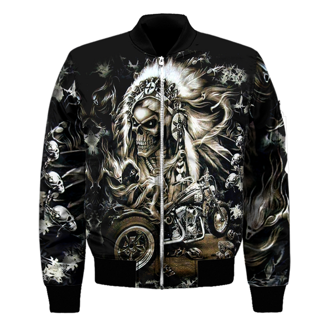 Skull Motorbike Boomber Jacket 3D All Over Printed Shirts For Men HHT21072006-LAM-Apparel-LAM-Bomber Jacket-S-Vibe Cosy™