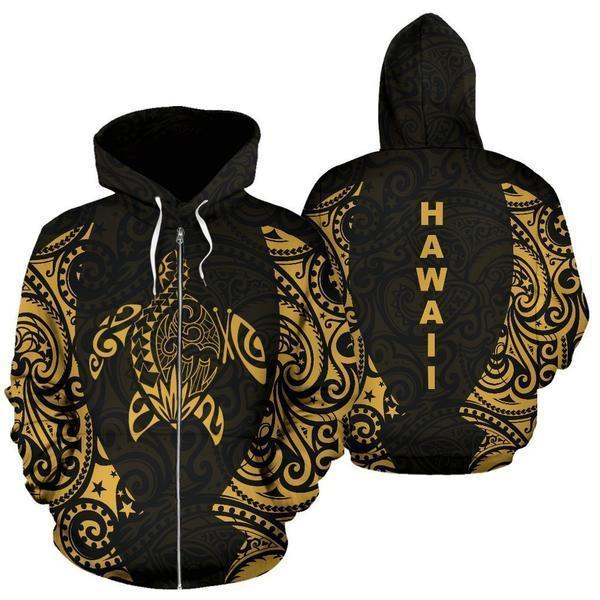 Hawaii Hoodie Turtle Polynesian - AH TH2-ALL OVER PRINT HOODIES (P)-Phaethon-Zip-Up Hoodie-S-Vibe Cosy™