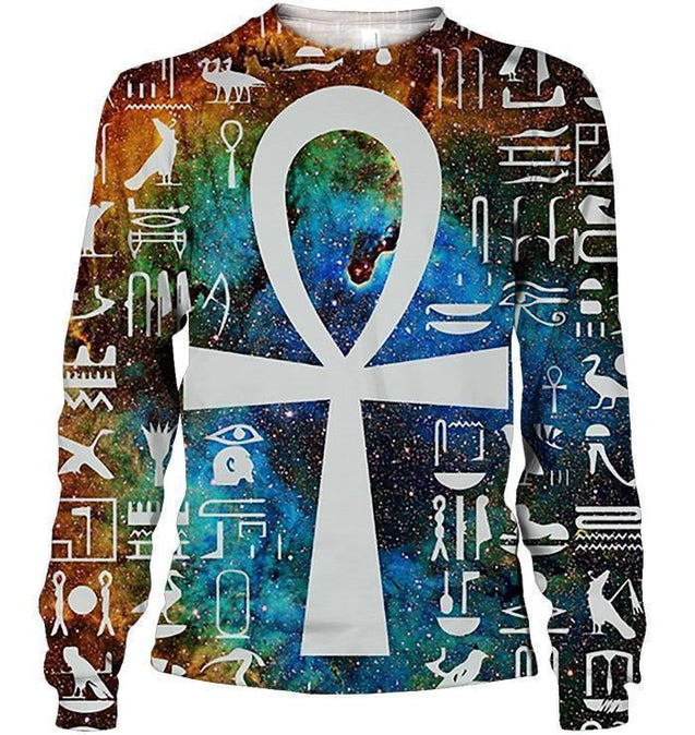 All Over Printed Egyptian Cross Galaxy-Apparel-HbArts-Sweatshirt-S-Vibe Cosy™