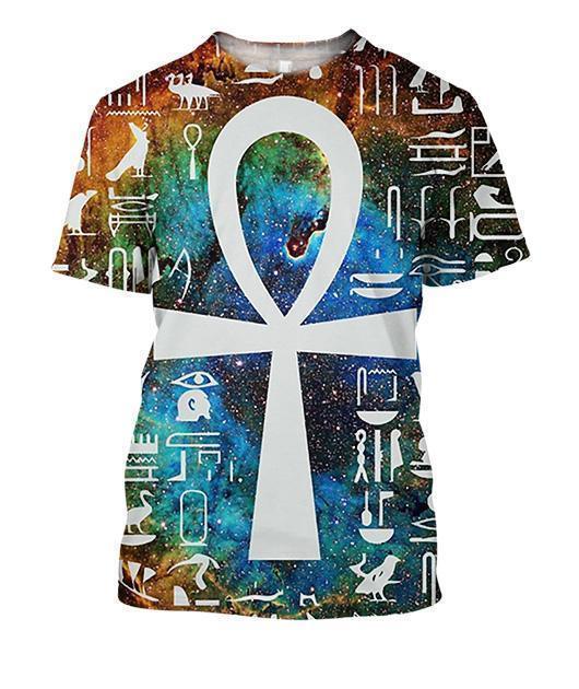 All Over Printed Egyptian Cross Galaxy-Apparel-HbArts-T-Shirt-S-Vibe Cosy™