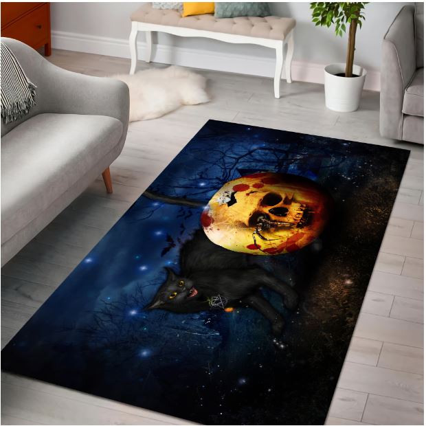 Halloween Skull Black Cat 3D Rug AM082022-LAM