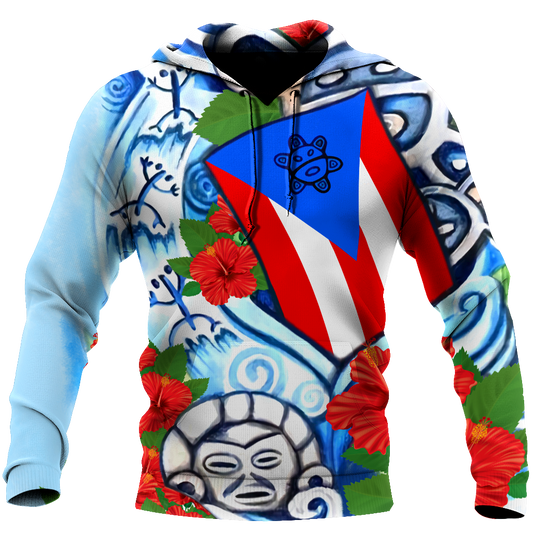 Puerto Rico Sol Taino Art Painting Shirt QB06202004-Apparel-TQH-Hoodie-S-Vibe Cosy™