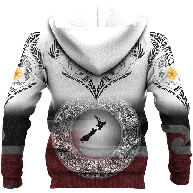 New Zealand Aotearoa Maori Fern and Plumeria Tattoo Shirt and Short PL240301-Apparel-PL8386-Hoodie-S-Vibe Cosy™