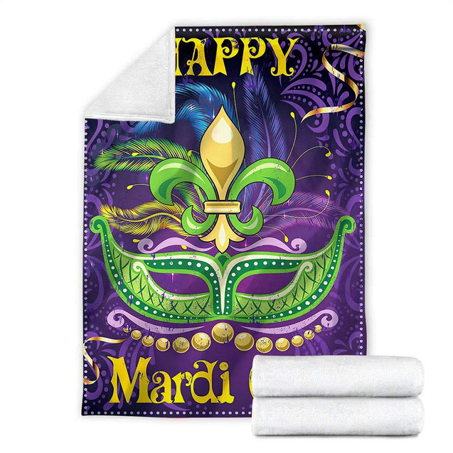 Mardi Gras All Over Printed Blanket