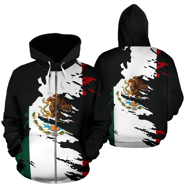 Mexico Flag Painting Hoodie-Apparel-HP Arts-Zip-Hoodie-S-Vibe Cosy™