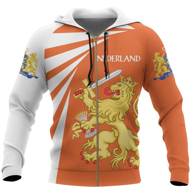 Nederland Lion Hoodie Coat Of Arms-Apparel-Phaethon-Zip-Hoodie-S-Vibe Cosy™