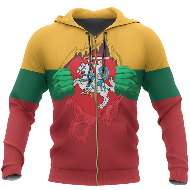 Lithuania - Lietuva Superhero Hoodie-Apparel-Phaethon-Zipped Hoodie-S-Vibe Cosy™