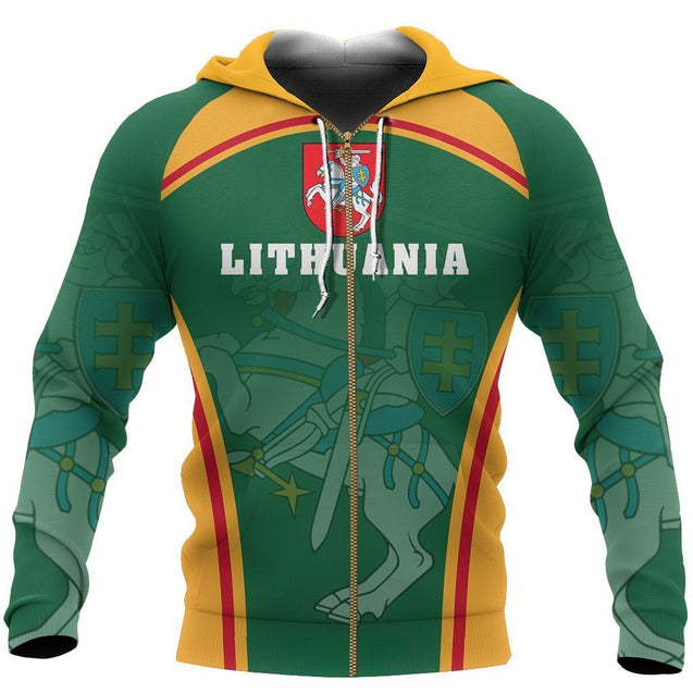 Lithuania Coat Of Arms Hoodie - Sport Style-Apparel-Phaethon-Zipped Hoodie-S-Vibe Cosy™