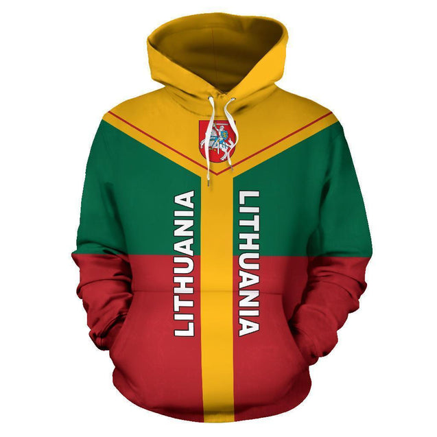 Lithuania Rising Pullover Hoodie-Apparel-Phaethon-Hoodie-S-Vibe Cosy™