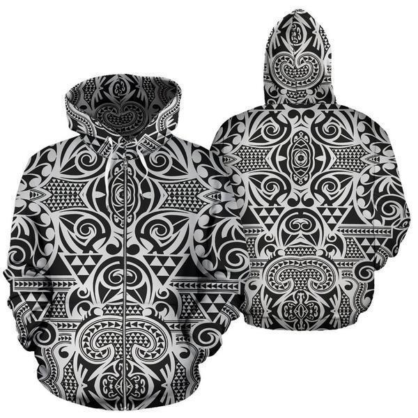 Polynesian Tribal Hoodie 18 - AH - J4-ALL OVER PRINT HOODIES (P)-Phaethon-Zip Hoodie-S-Vibe Cosy™