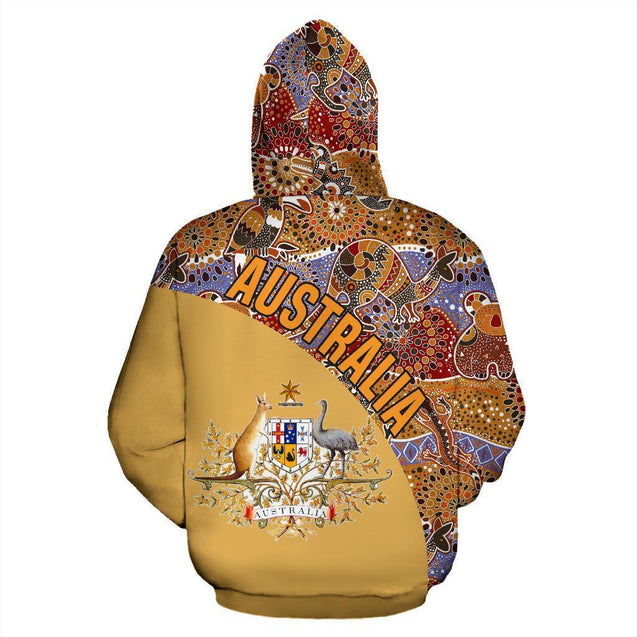 Australia Hoodie Aboriginal Wave Coat Of Arms NNK 1405-Apparel-PL8386-Hoodie-S-Vibe Cosy™