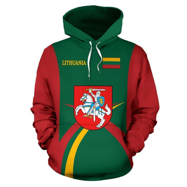 Lithuania Hoodie Coat Of Arms - Sports Style 02-Apparel-Phaethon-Hoodie-S-Vibe Cosy™