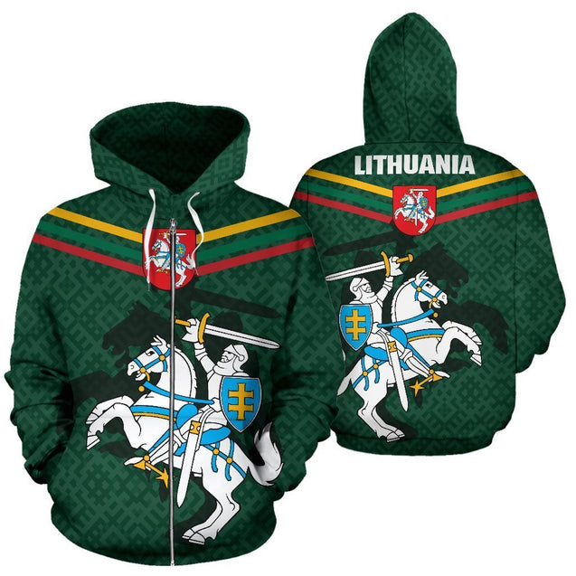 Lithuania Active Hoodie-Apparel-Phaethon-Zipped Hoodie-S-Vibe Cosy™