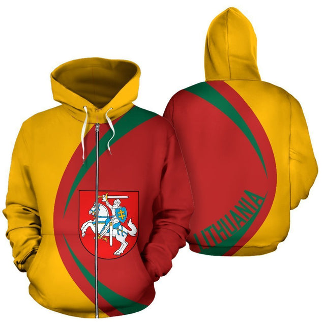 Lithuania Coat Of Arms All Over Print Hoodie-Apparel-Phaethon-Zipped Hoodie-S-Vibe Cosy™