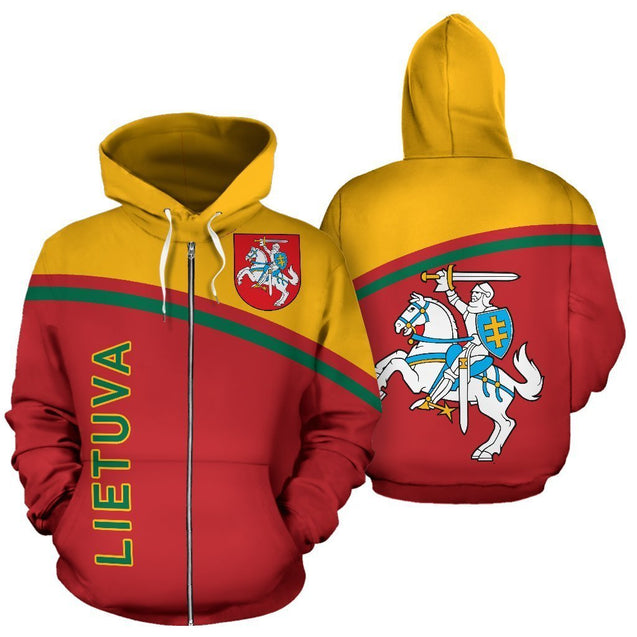 Lietuva All Over Hoodie - Curve Version-Apparel-Phaethon-Zipped Hoodie-S-Vibe Cosy™