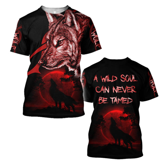 Wolf - A Wild Soul Can Never Be Tamed 3D All Over Printed Unisex Shirts No 01