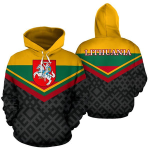 Lithuania Flag And Coat Of Arms Hoodie-Apparel-Phaethon-Hoodie-S-Vibe Cosy™