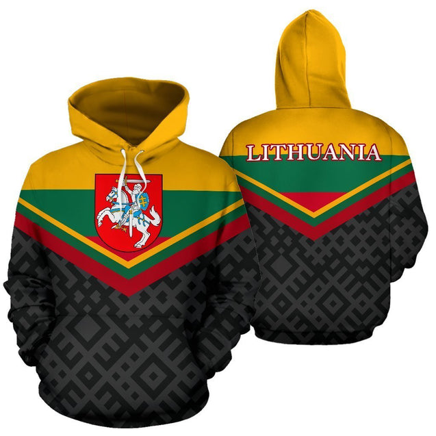 Lithuania Flag And Coat Of Arms Hoodie-Apparel-Phaethon-Hoodie-S-Vibe Cosy™