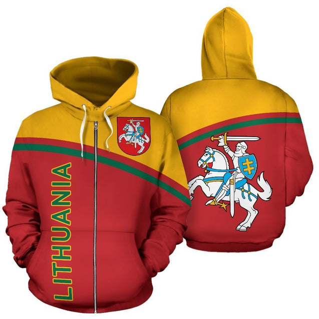 Lithuania All Over Hoodie - Curve Version-Apparel-Phaethon-Zipped Hoodie-S-Vibe Cosy™