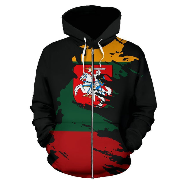 Lithuania Hoodie Flag Painting-Apparel-Phaethon-Zipped Hoodie-S-Vibe Cosy™