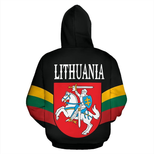 Lithuania Flag Wing Black Hoodie-Apparel-Phaethon-Zipped Hoodie-S-Vibe Cosy™