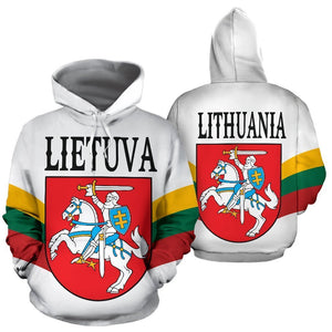 Lithuania Flag Wing White Hoodie-Apparel-Phaethon-Hoodie-S-Vibe Cosy™