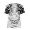 Double White Tiger Tattoo Over Printed Shirt For Men and Women