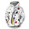 3D all over print unicornio astronaut-Apparel-HbArts-Zipped Hoodie-S-Vibe Cosy™