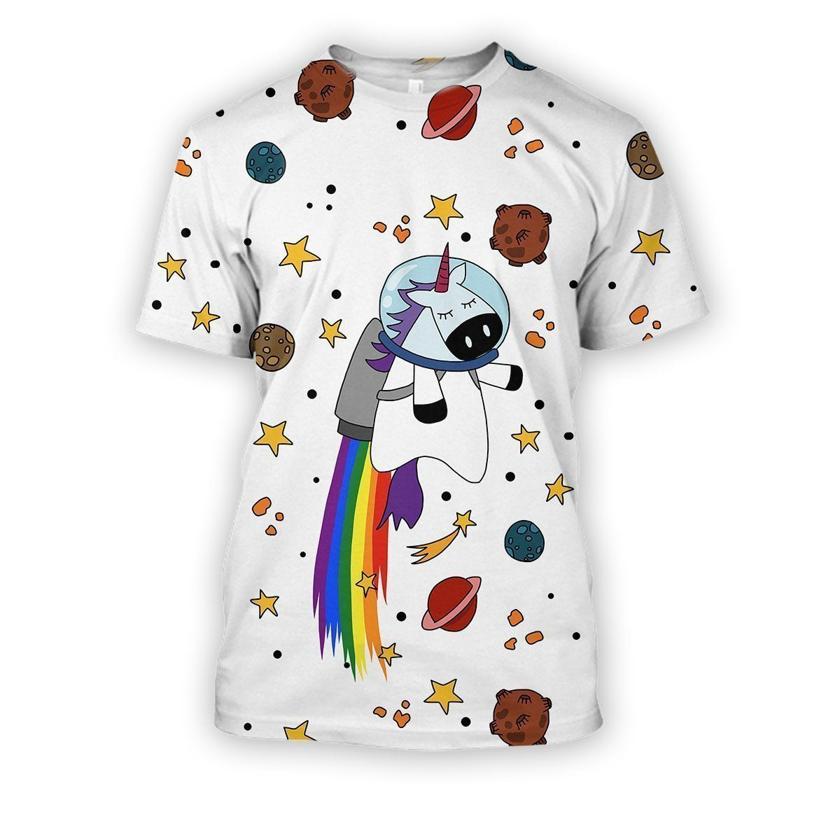 3D all over print unicornio astronaut-Apparel-HbArts-T-Shirt-S-Vibe Cosy™