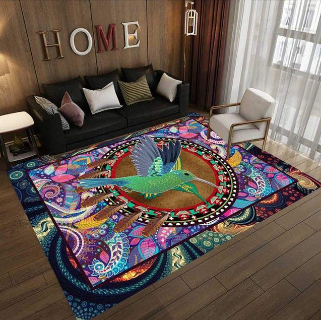 Colorful Hummingbird Rug